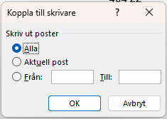 Välj alla poster vid utskrift av dokumentkoppling i Word